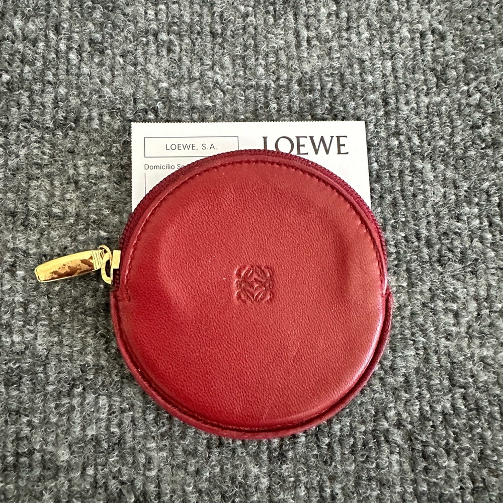 LOEWE anagram round coin leather pouch NWOT